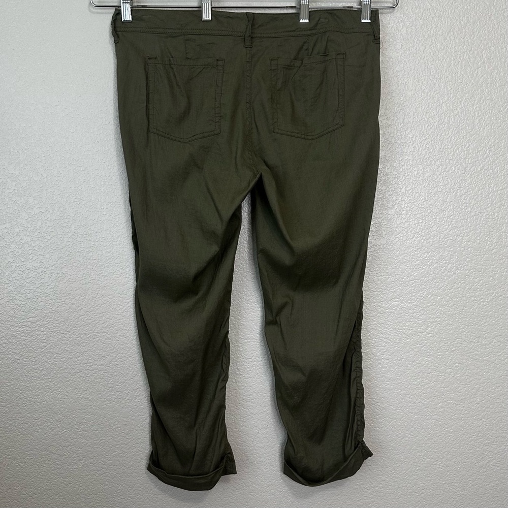 GAP Linen Blend Hadley Stretch Olive Green Capri Women's Pants, 14 - Picture 5 of 11